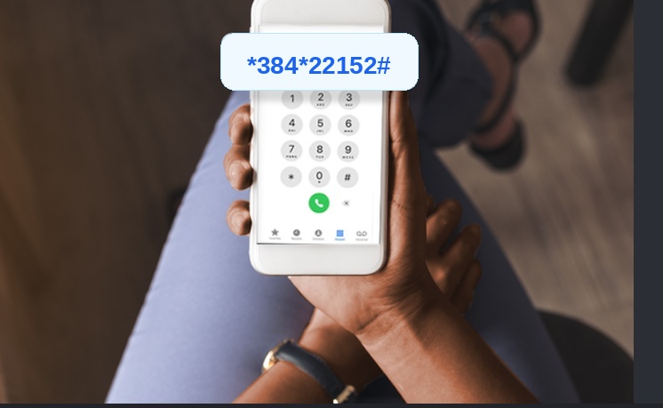 Patient dialing QuickCare USSD shortcode *384*22152#